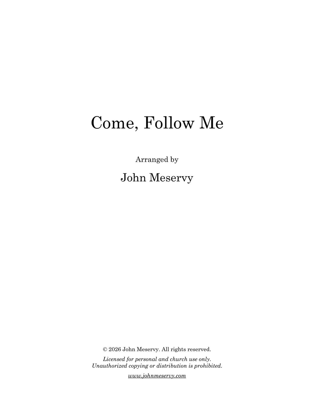 Come, Follow Me (Digital Download)