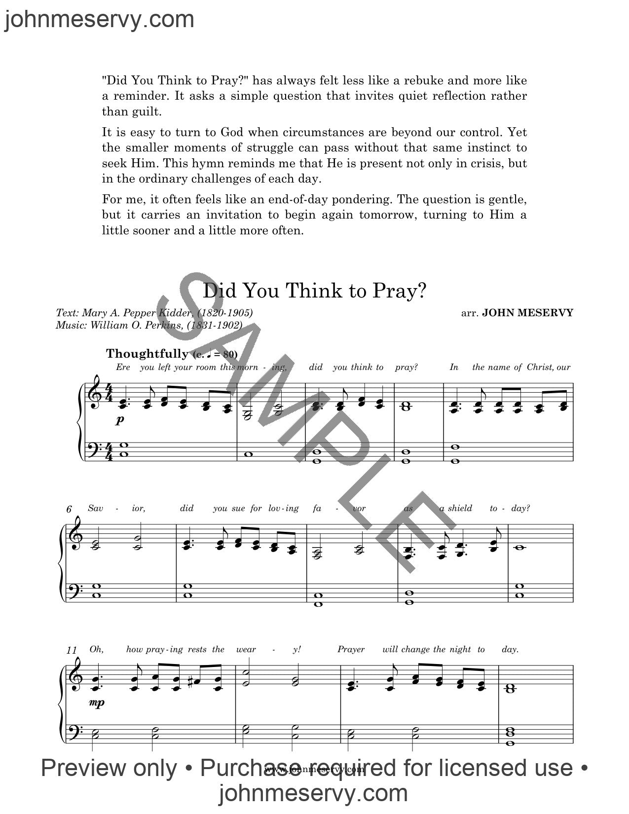 Did You Think to Pray (Digital Download)