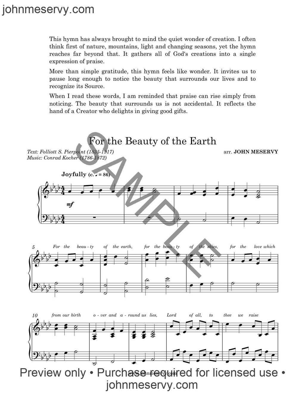 For the Beauty of the Earth (Digital Download)