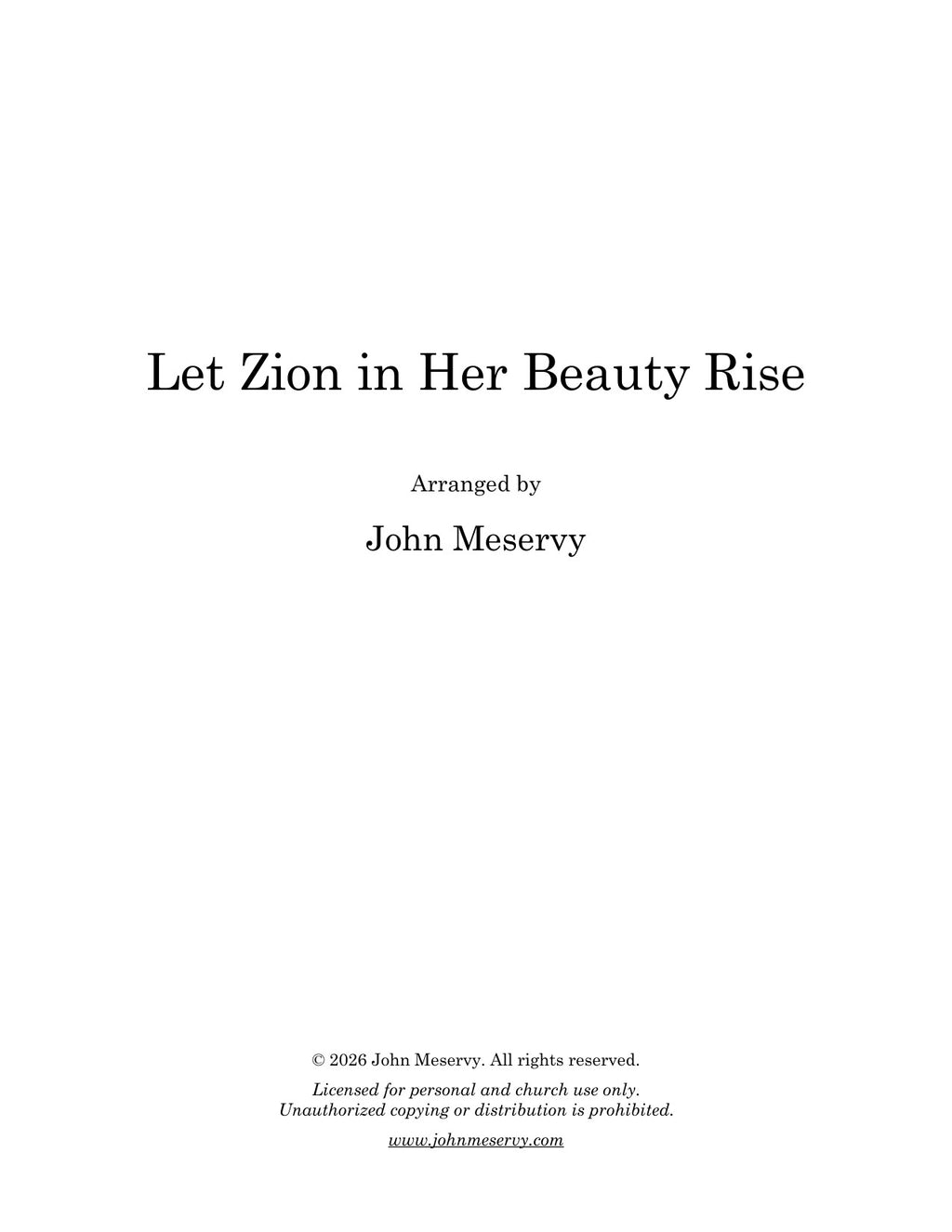 Let Zion in Her Beauty Rise (Digital Download)
