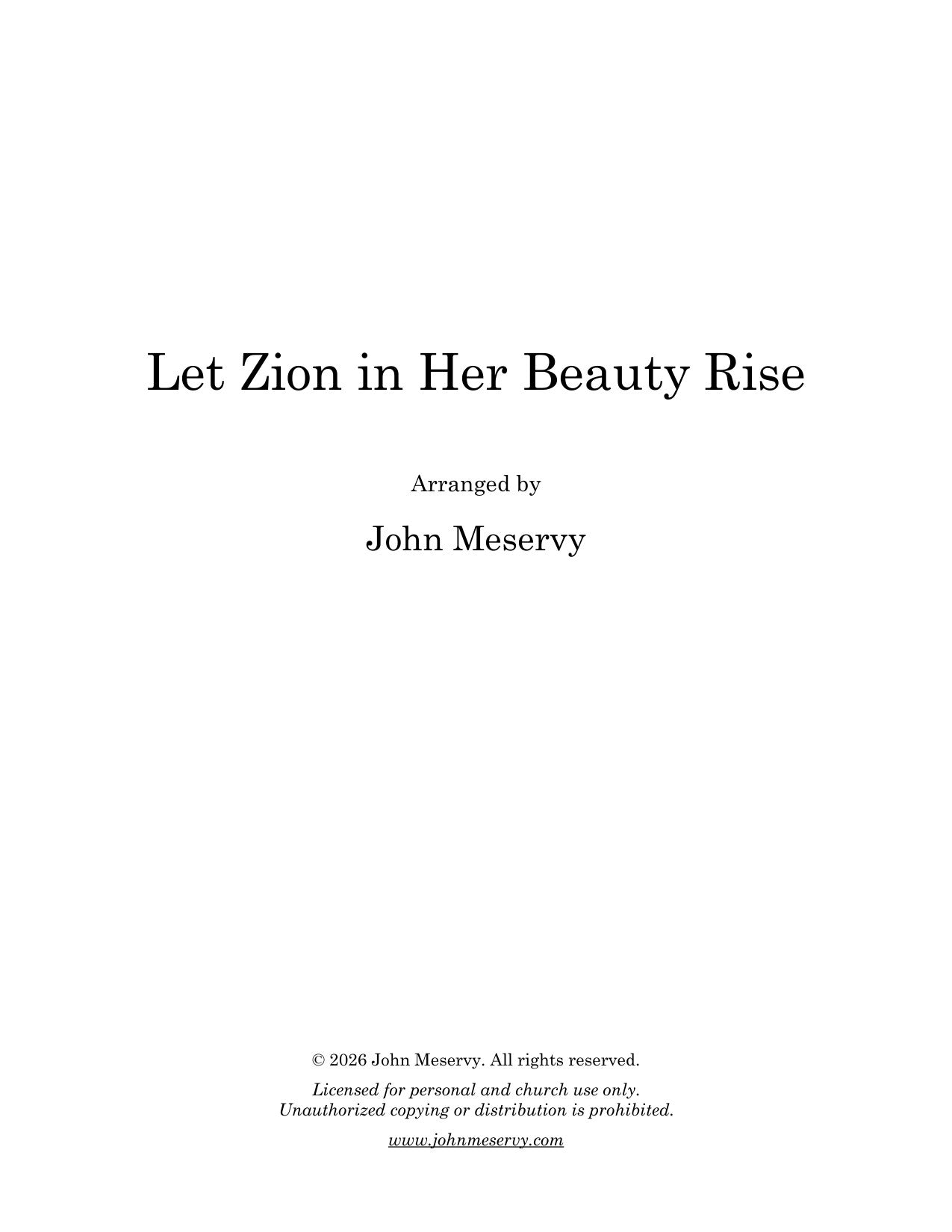 Let Zion in Her Beauty Rise (Digital Download)