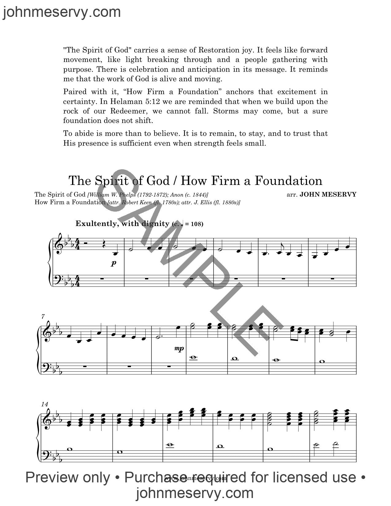 The Spirit of God / How Firm a Foundation (Digital Download)
